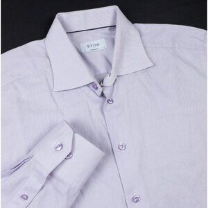 Eton Contemporary Dress Shirt Men's 17 (EU 43) Purple Geometric Long Sleeve